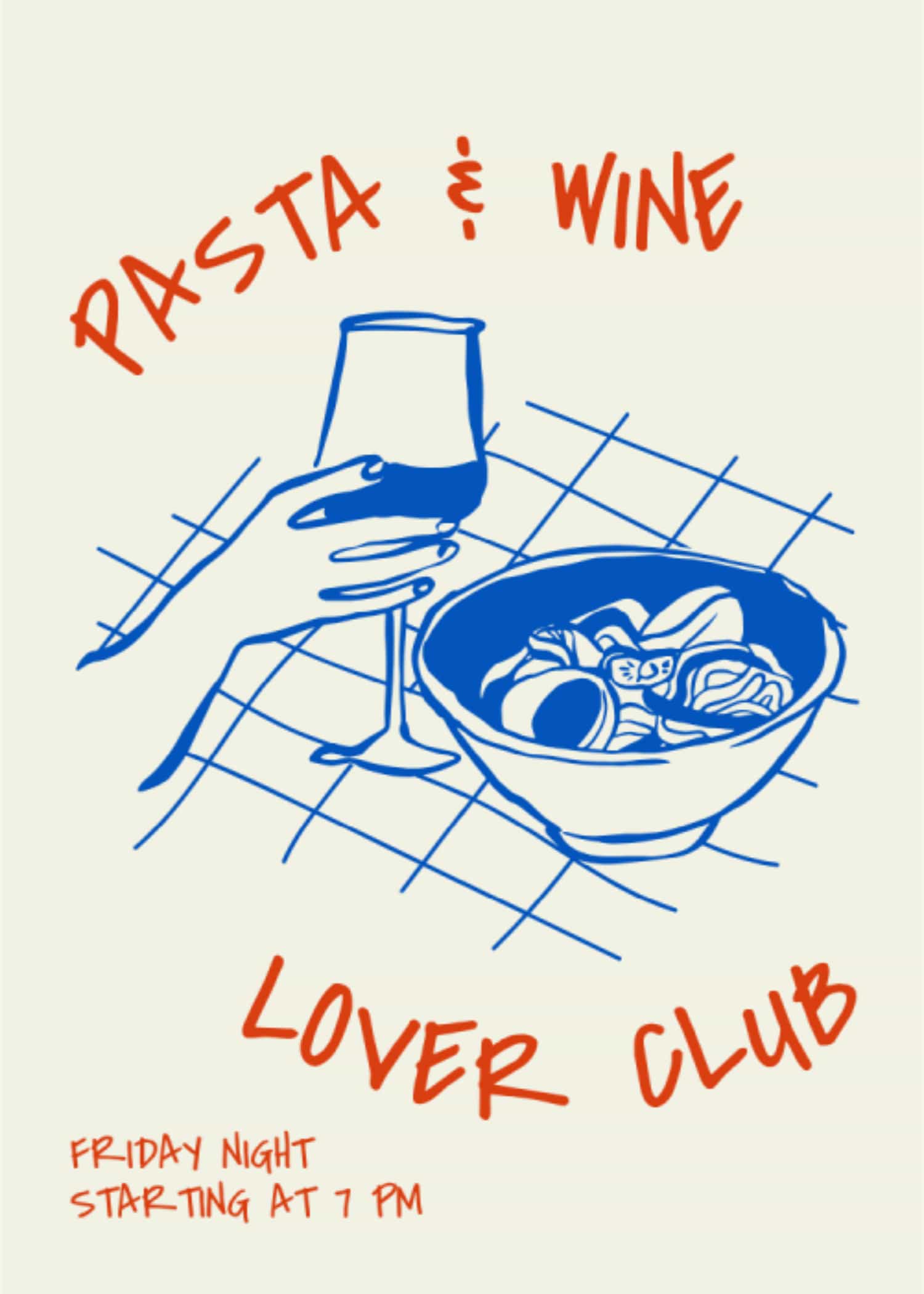 Klub miłośników makaronu i wina plakat