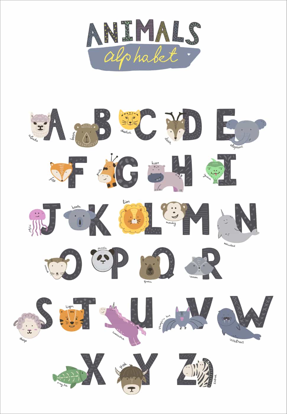 Animals Alphabet poster