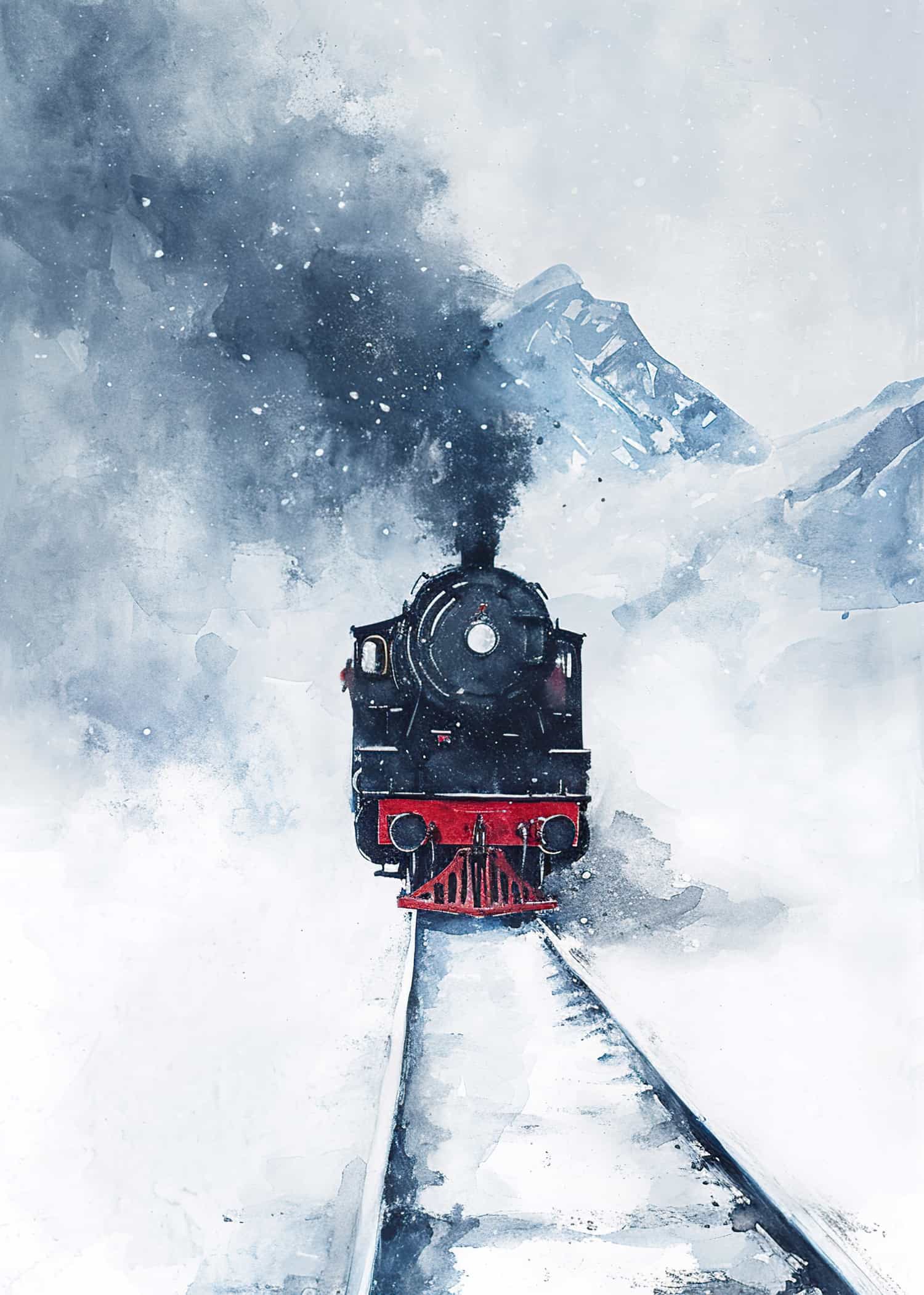 Vintage Locomotive in a Snowstorm poster