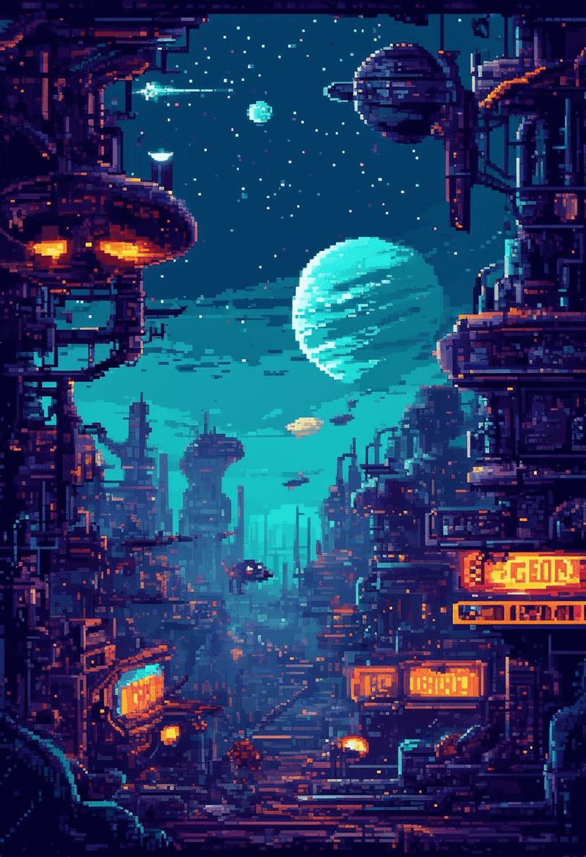 Alien Invasion Pixel Art plakat