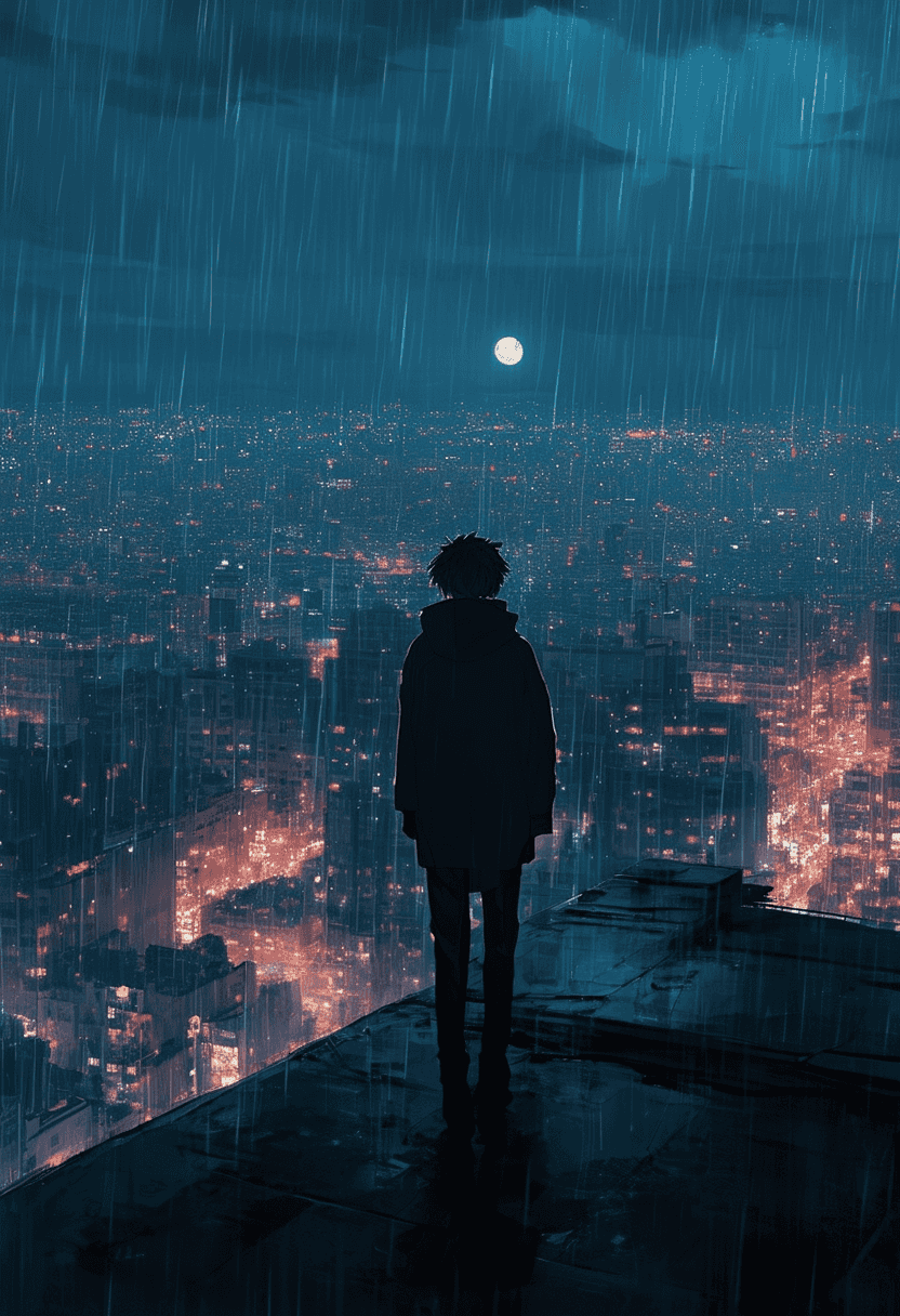 Rainy Night Silhouette poster