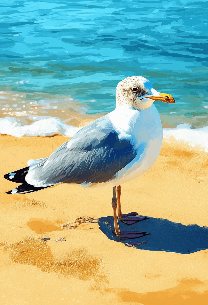 Seagull on Beach poster