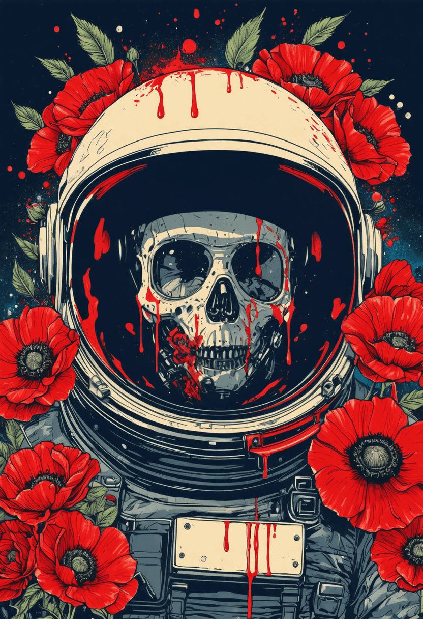Astronaut with Flower Helmet poster