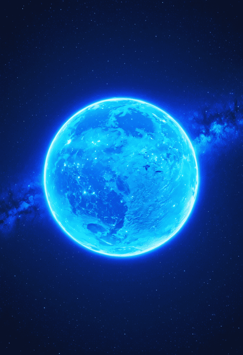 Blue Glowing Planet poster