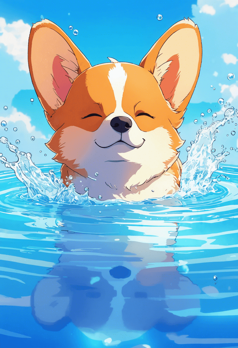 Corgi in Water poster