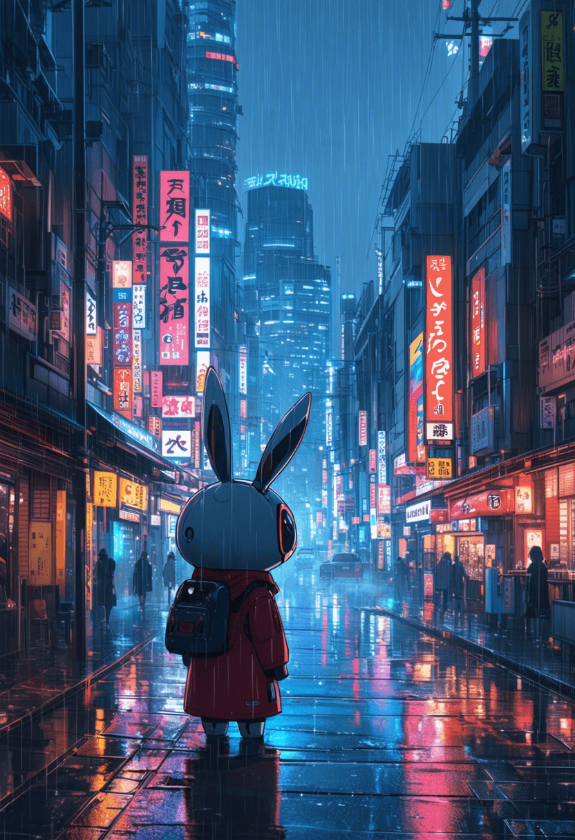 Cyberpunk Ghibli Robot poster