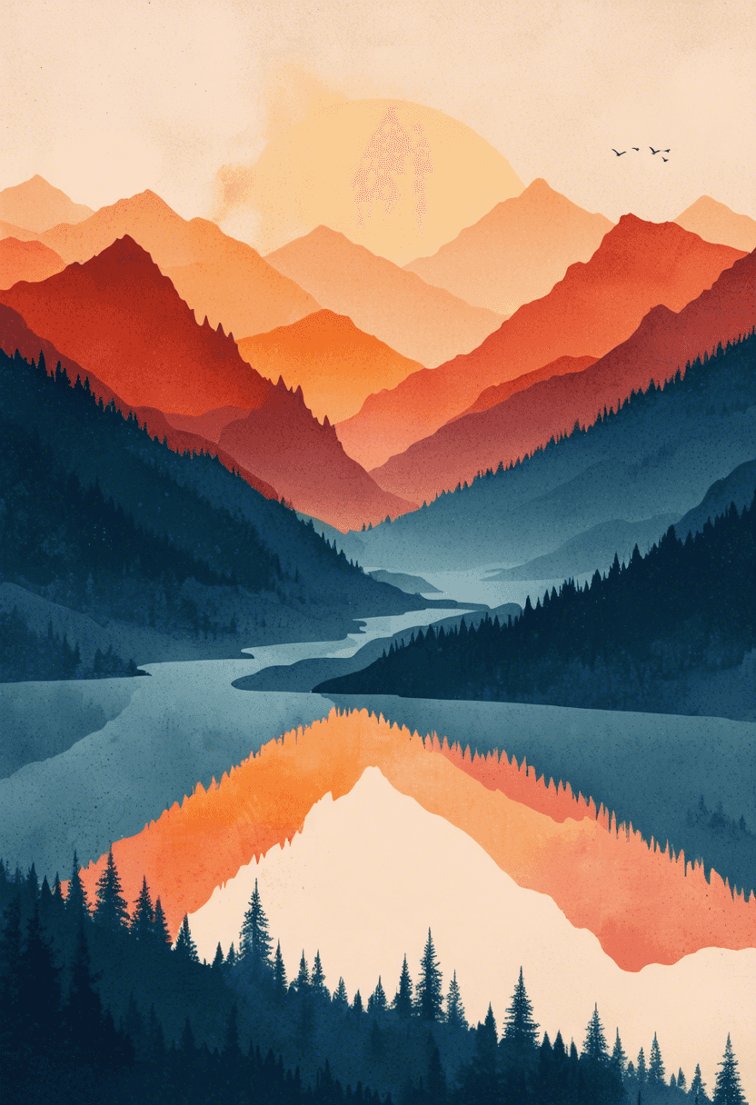 Minimalist Boho Mountains Lake poster