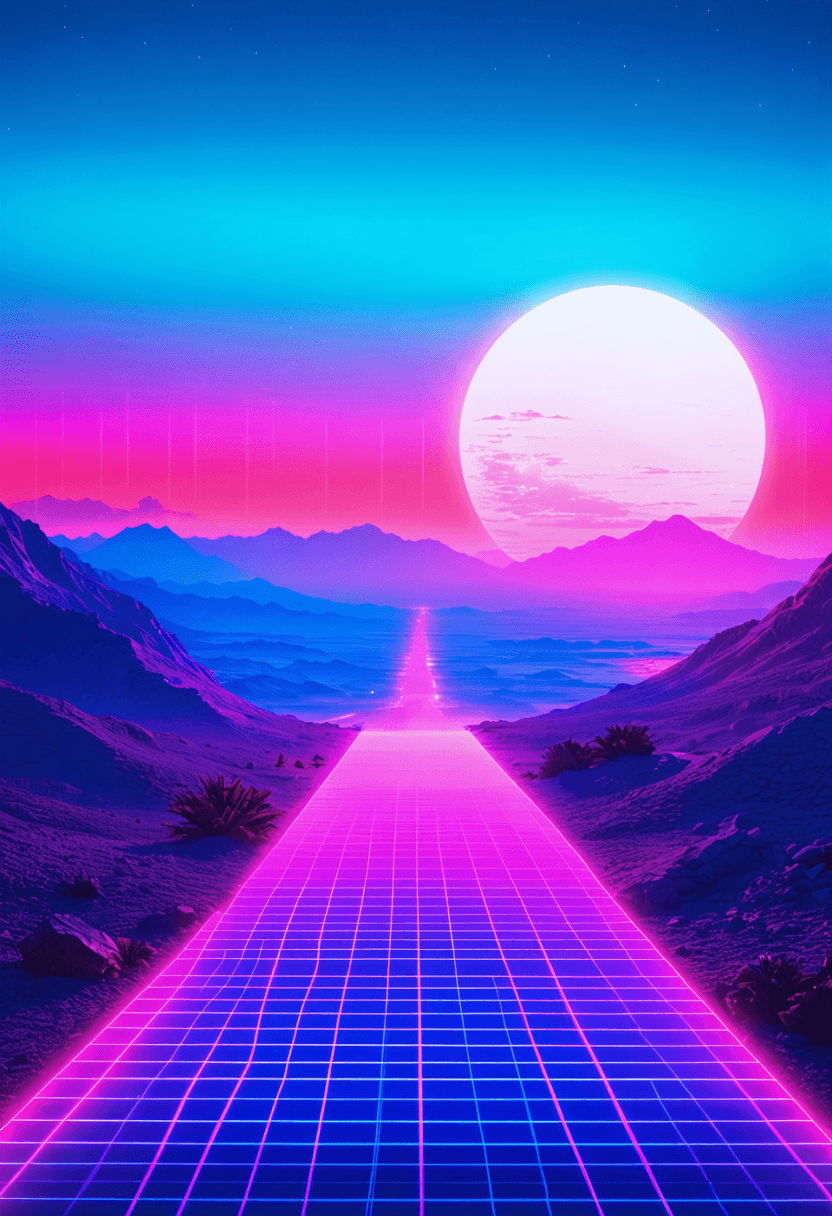 Synthwave Neon 80s Path poster