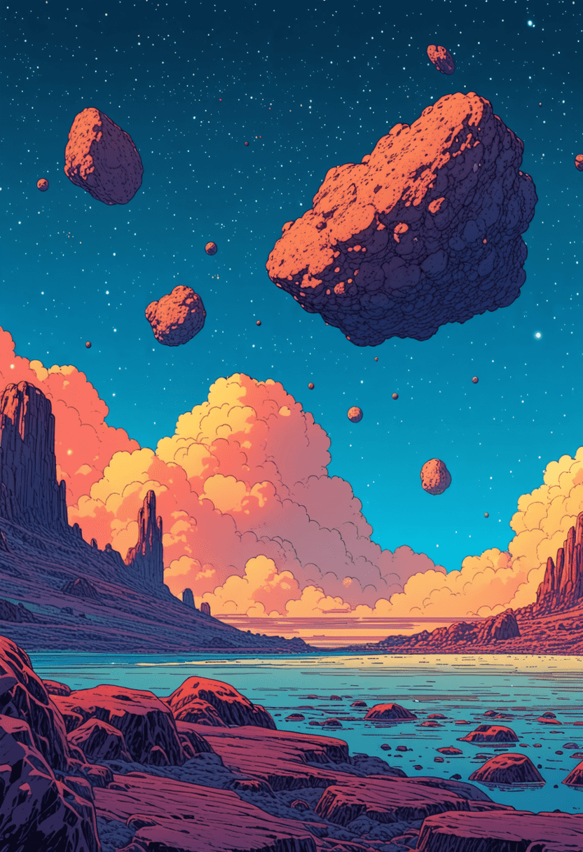 Retro Anime Asteroids poster