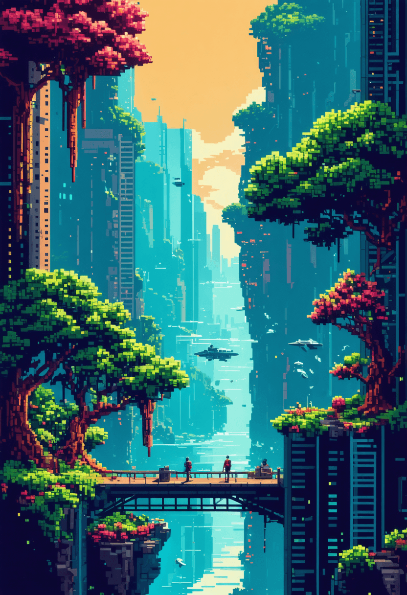 Pixelated Space World poster