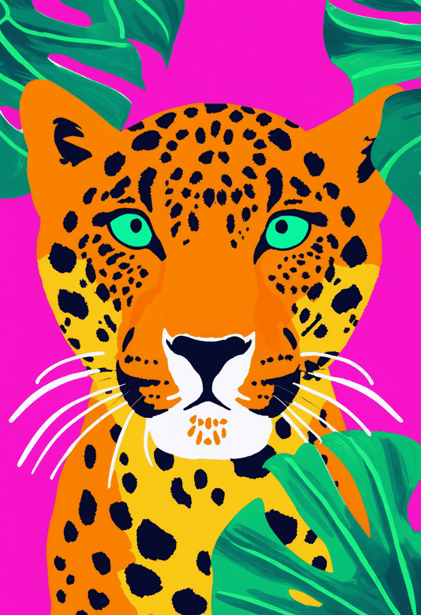 Leopard i Monsteras plakat