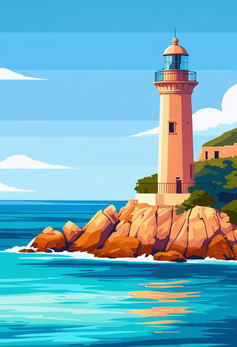 Retro Lighthouse Coastline poster