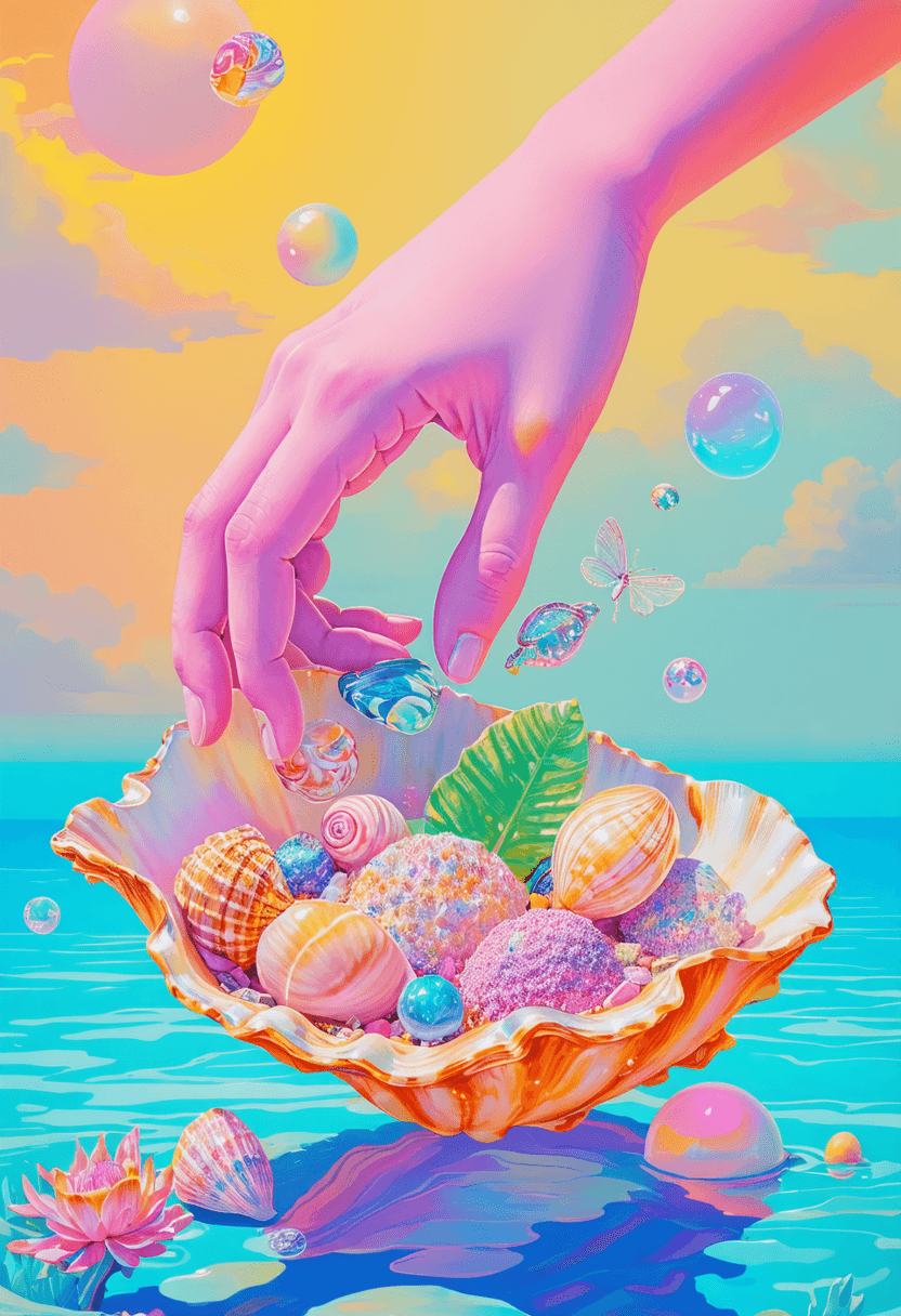Surreal Hand and Shell poster