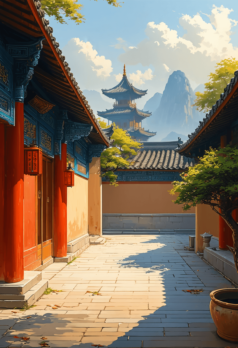Temple Tower Courtyard poster