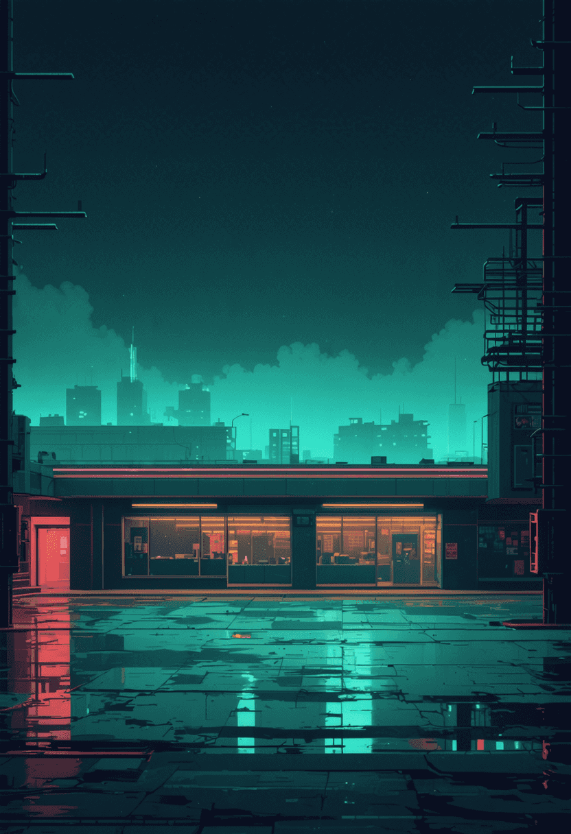 Pixel Art Abandoned Mall poster