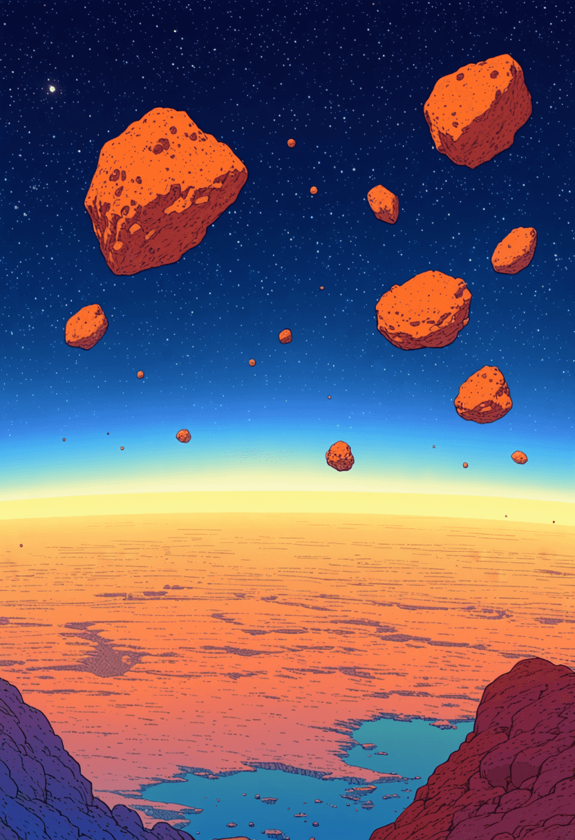 Asteroids and Earth poster