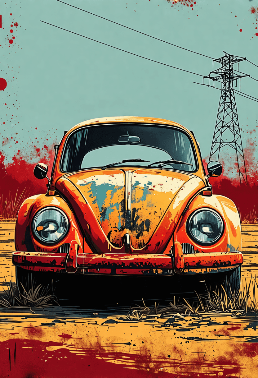 Vintage VW Beetle poster