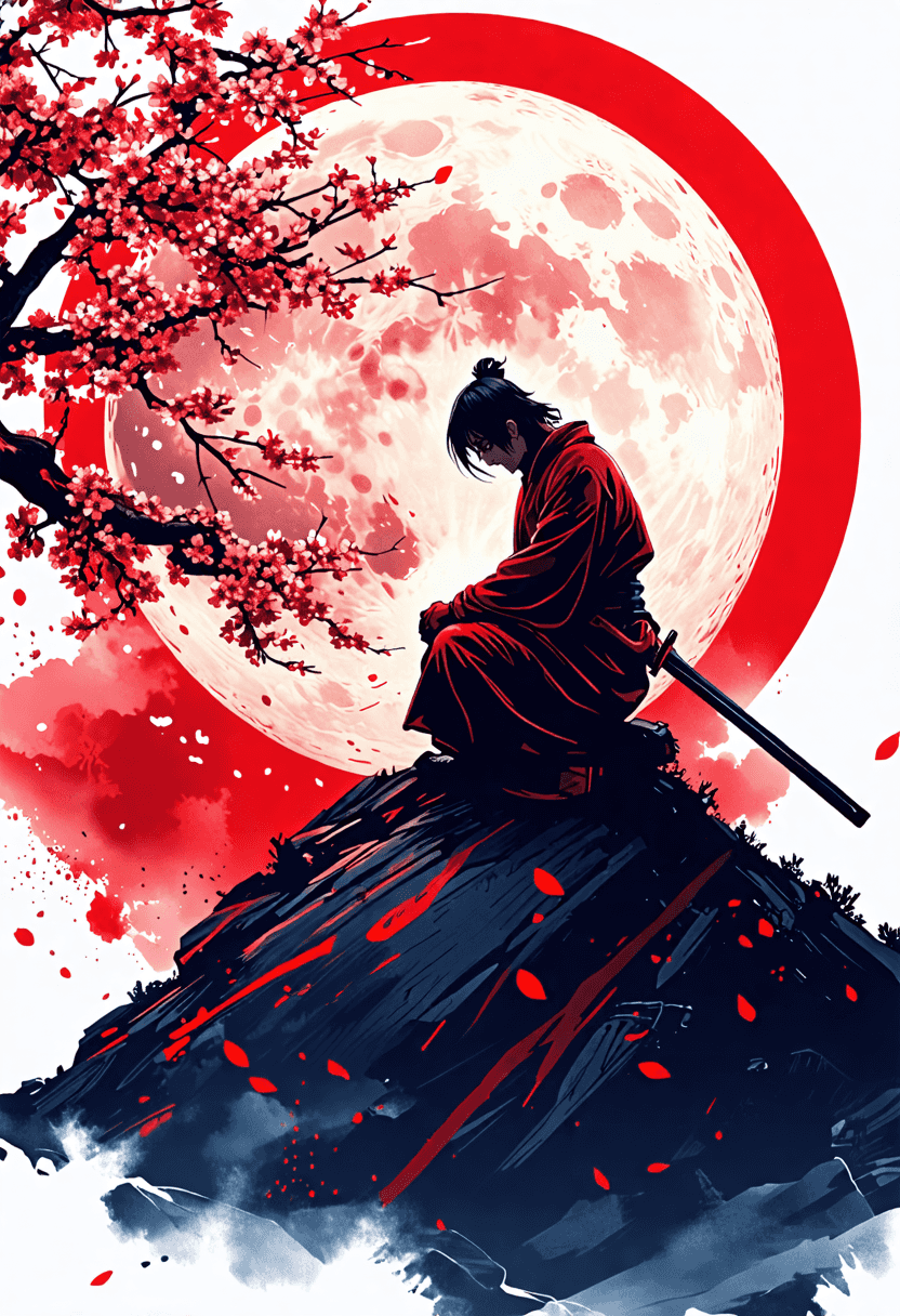 Ronin on Moonlit Mountain poster