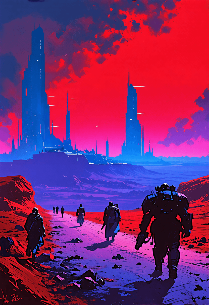 Sci-Fi Distant City Walkers poster