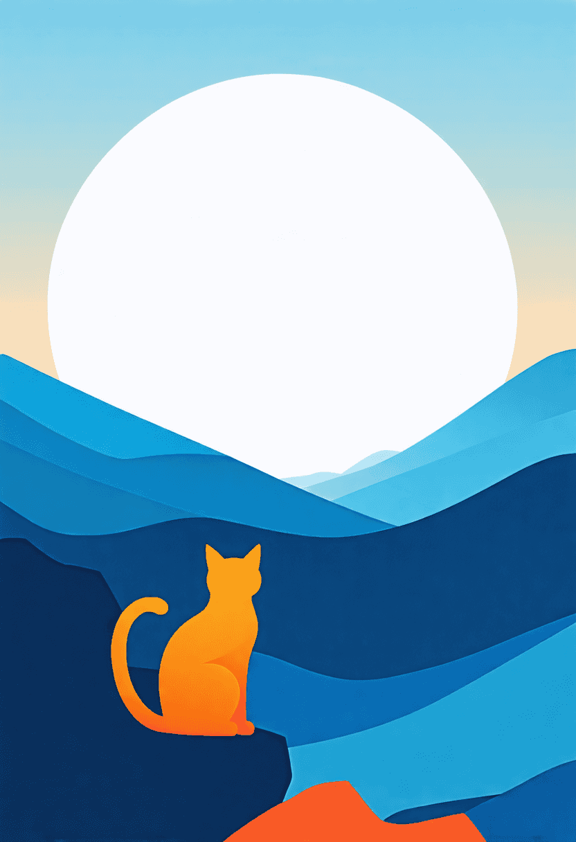 Minimalist Cat Landscape poster