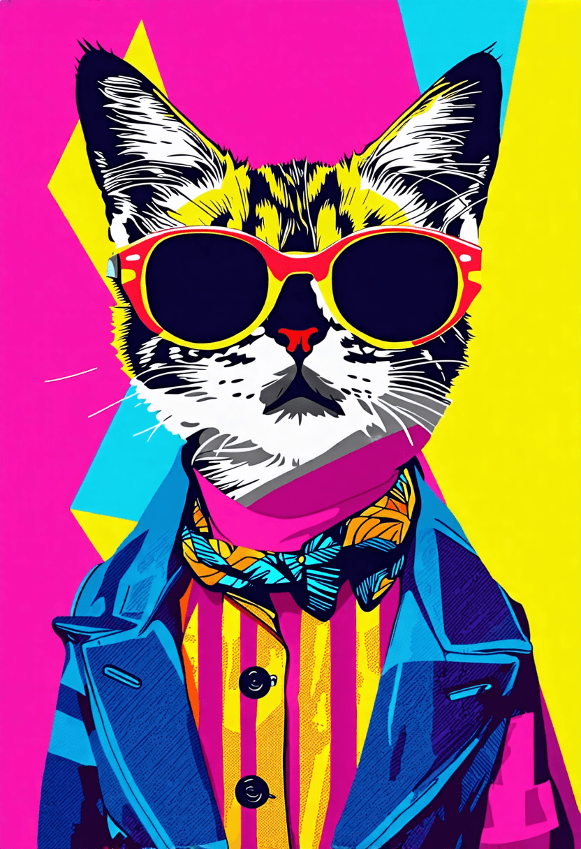 Modny kot pop plakat