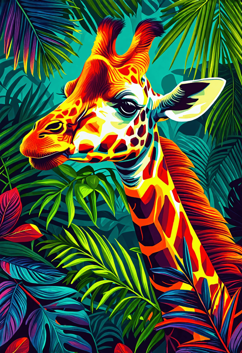 Giraffe in Absurd Jungle poster