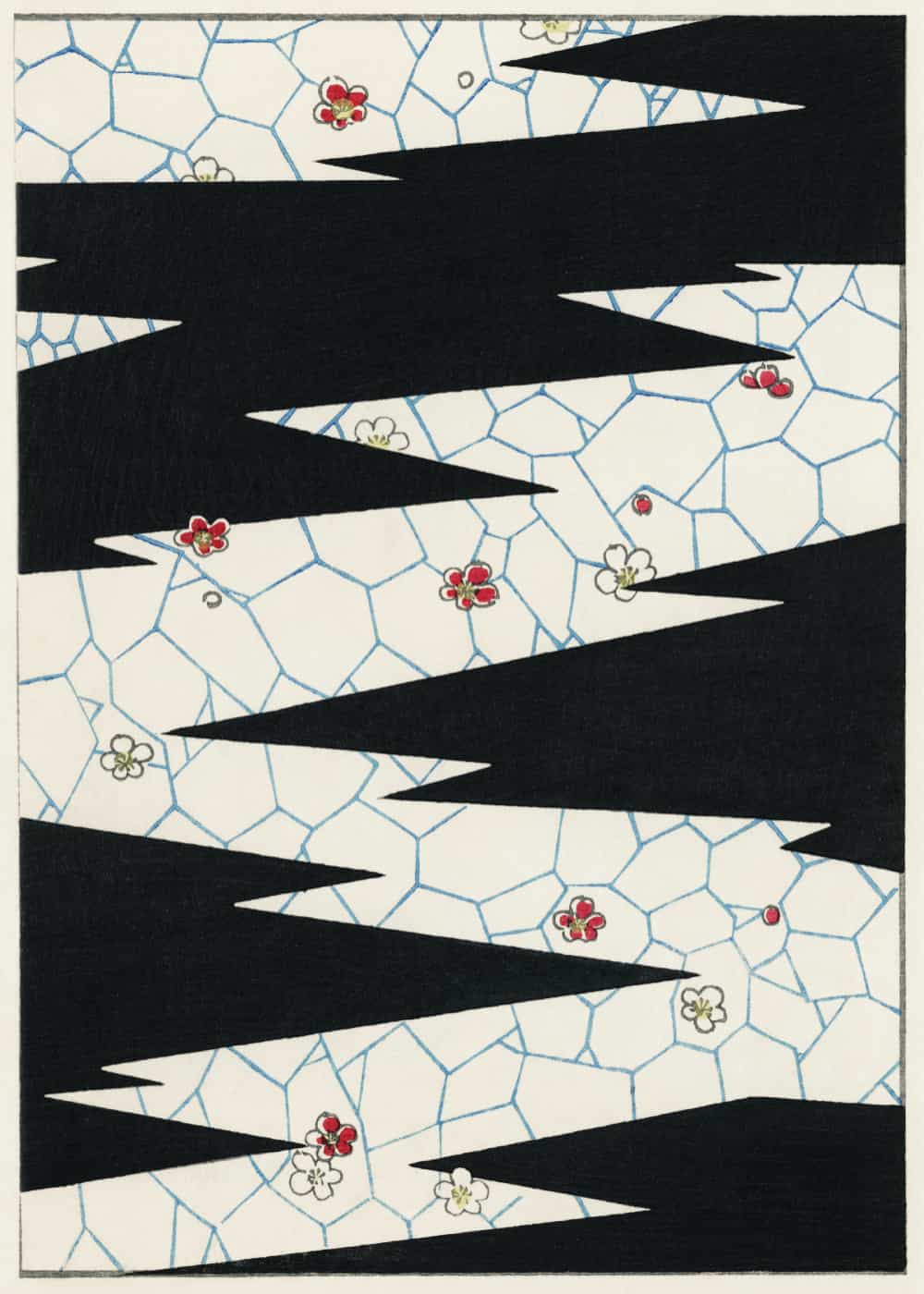 Flowers on a Footpath Illustration of Shin Bijutsukai poster