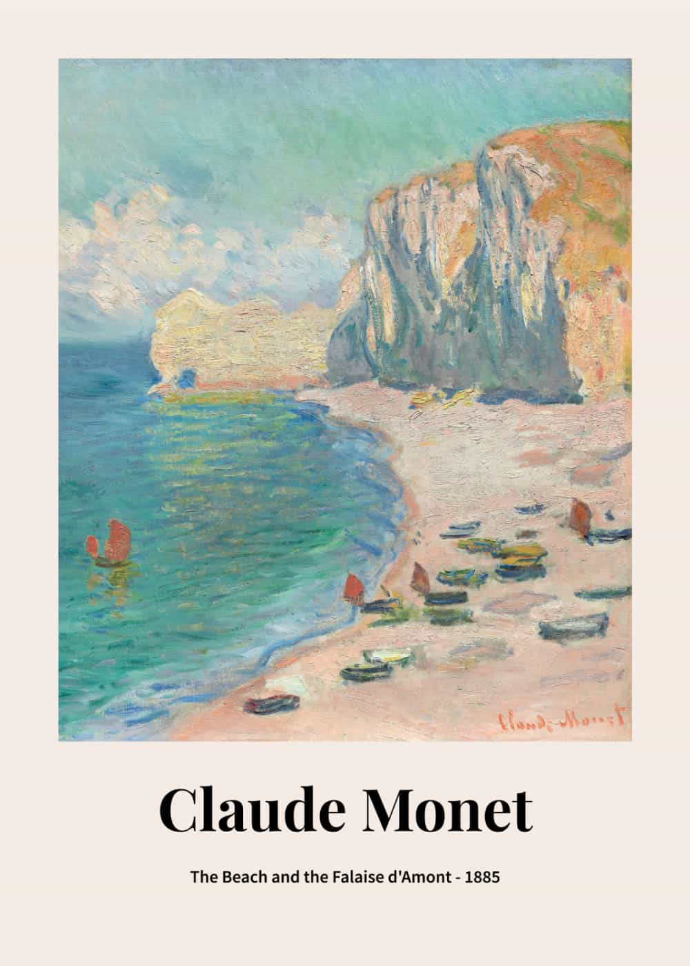 Plaża i Falaise d'Amont autorstwa Claude'a Moneta plakat