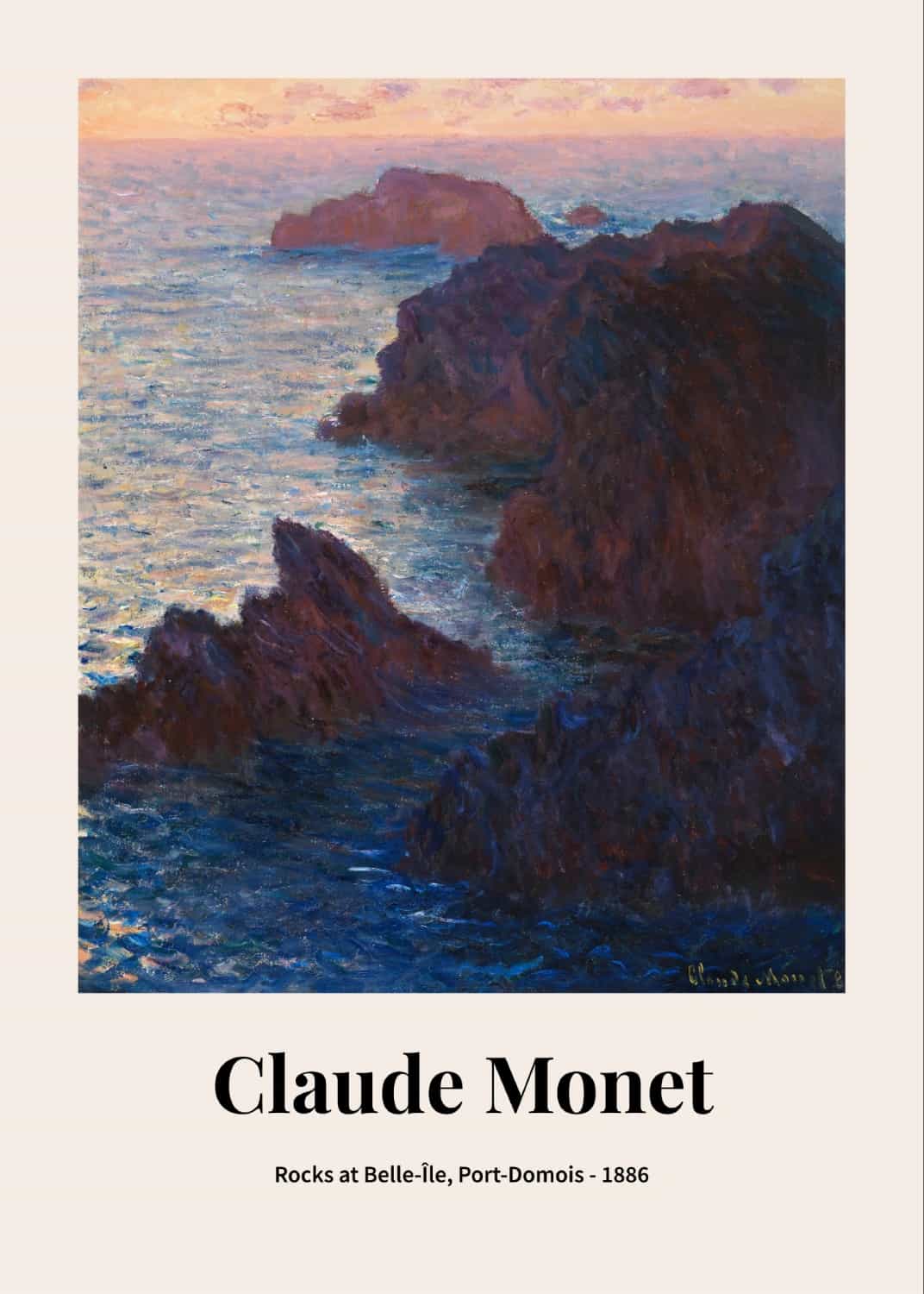 Skały w Belle-Île, Port-Domois autorstwa Claude'a Moneta plakat
