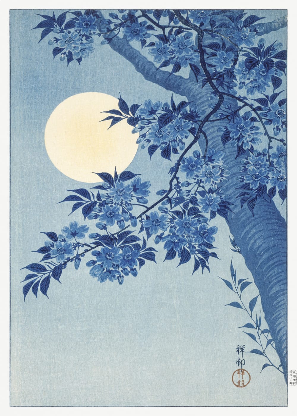 Blossoming Cherry on a Moonlit Night by Ohara Koson, Product image 1
