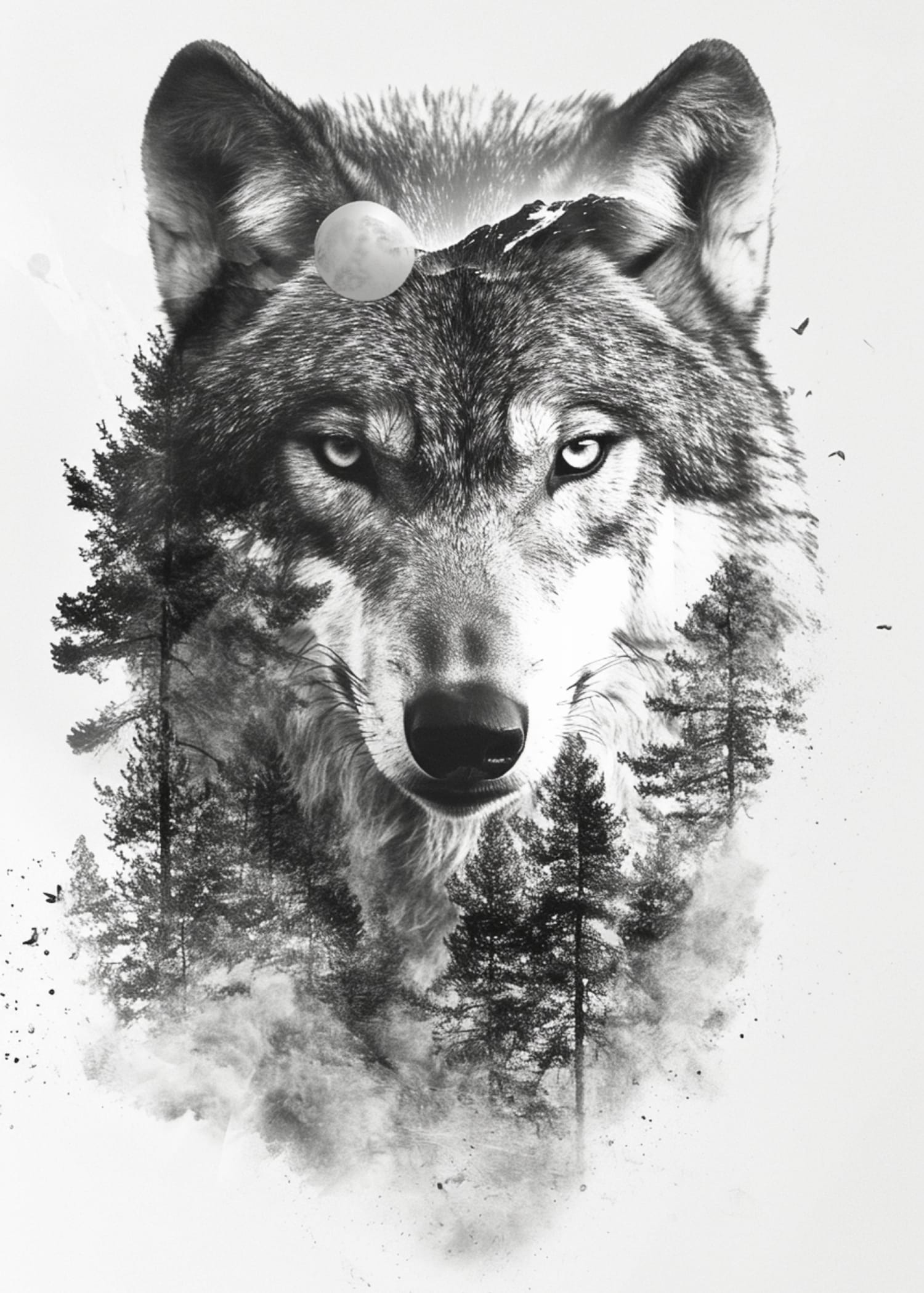Double Exposure Wolf Face, Product image 1