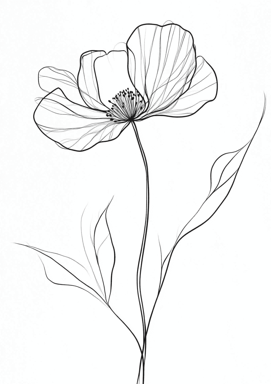 One-line Flower poster