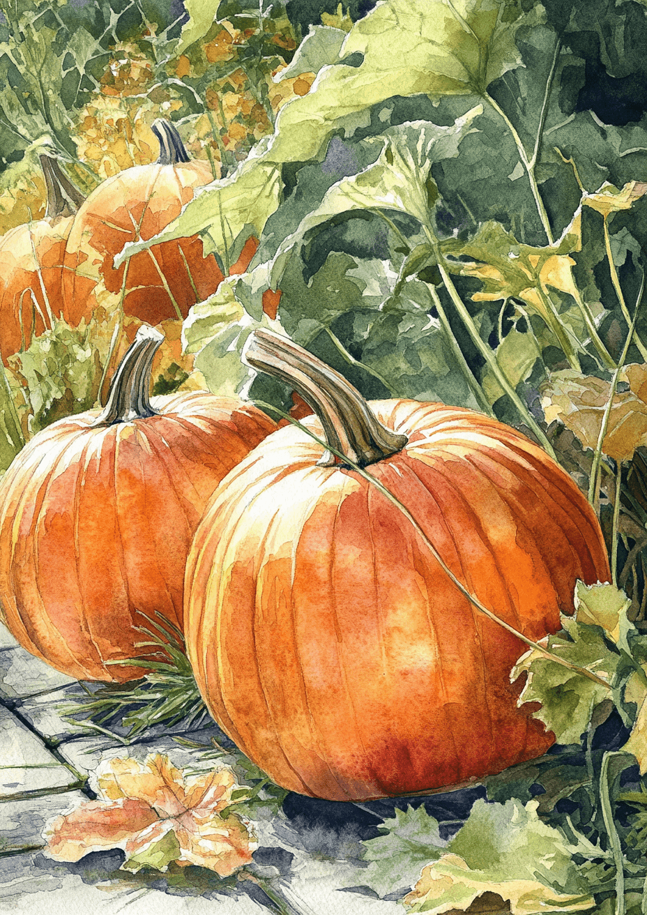 Pumpkins in Garden poster
