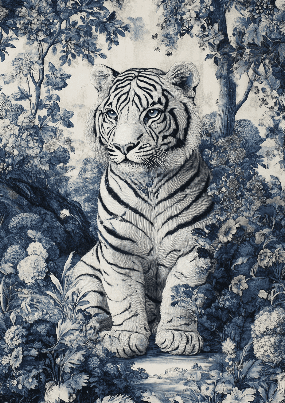 Tiger Blue-White poster