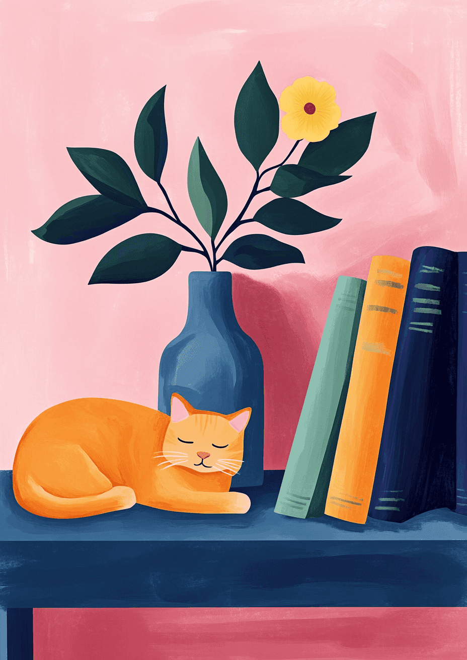 Cat on Shelf poster