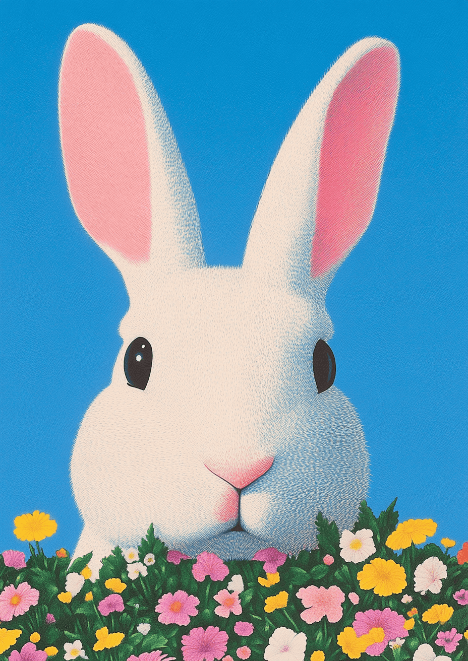 Rabbit and Flowers poster