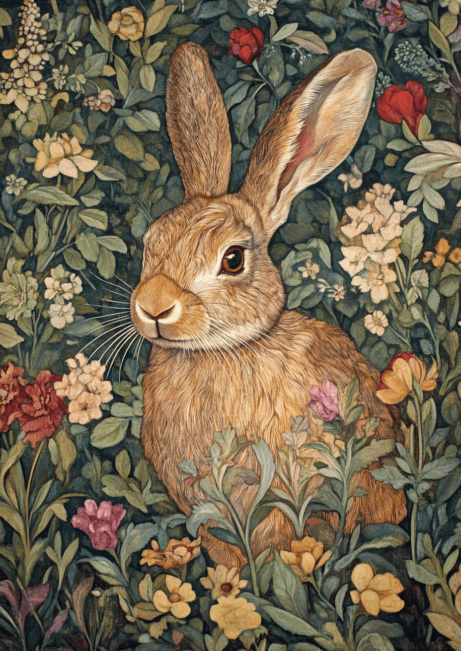 William Morris Style Hare poster