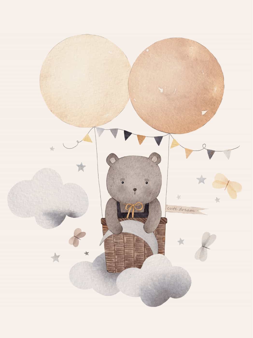Niedźwiedź Lata Balonami plakat